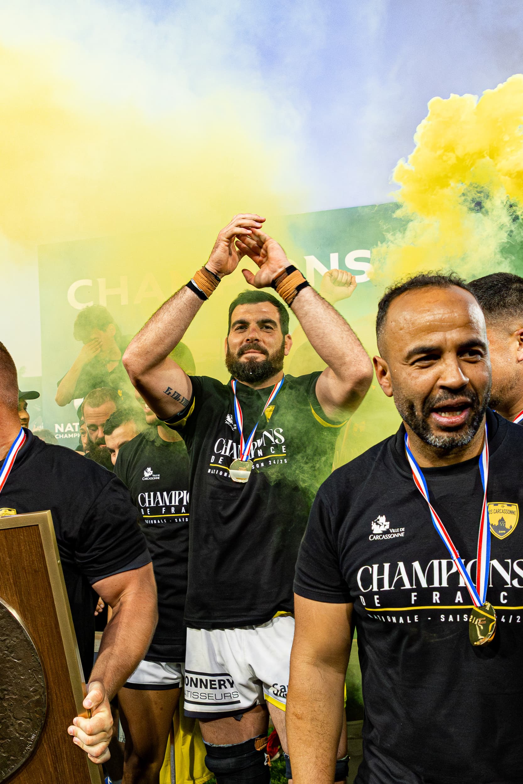 photographie rugby US Carcassonne victoire finale ProD2 Qapture Joie champion