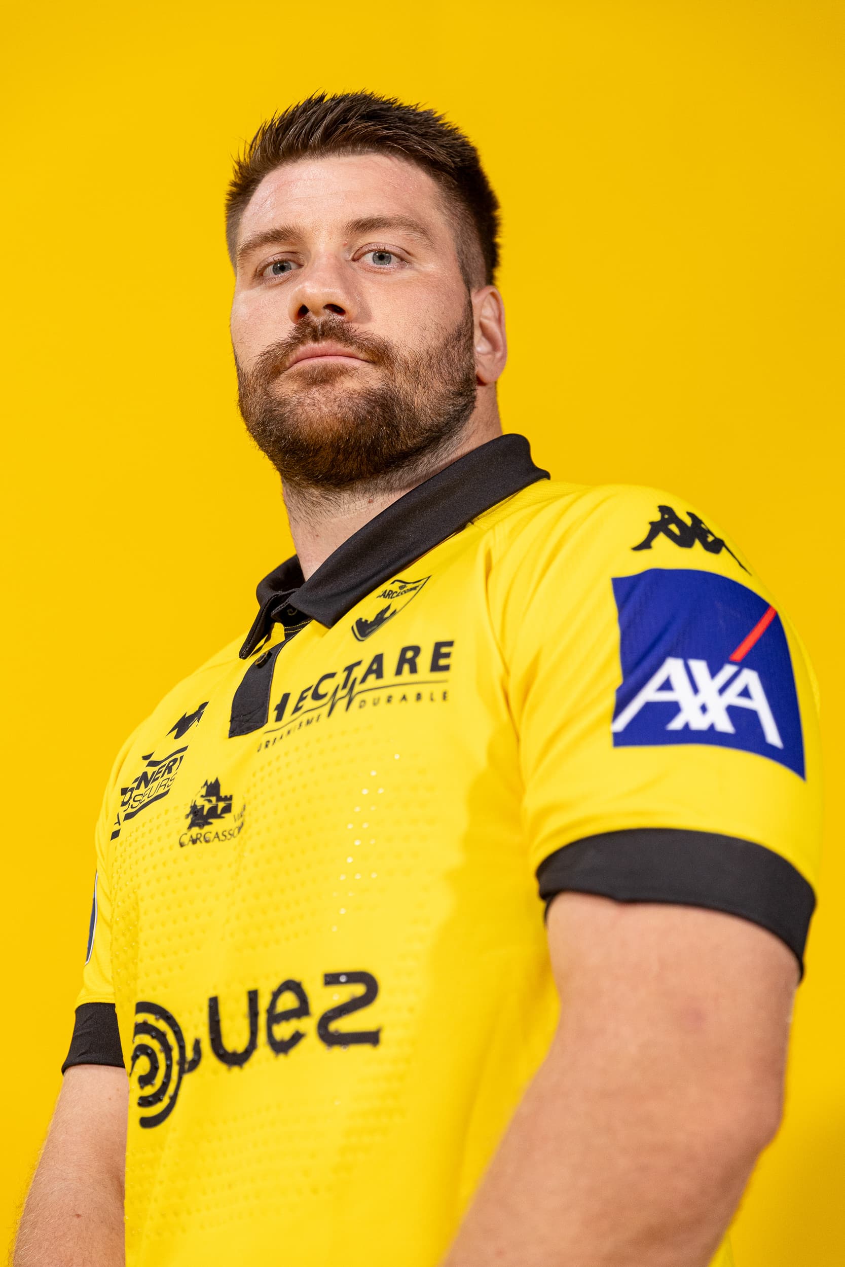 Photographie produit collection textile US Carcassonne Qapture maillot jaune et noir