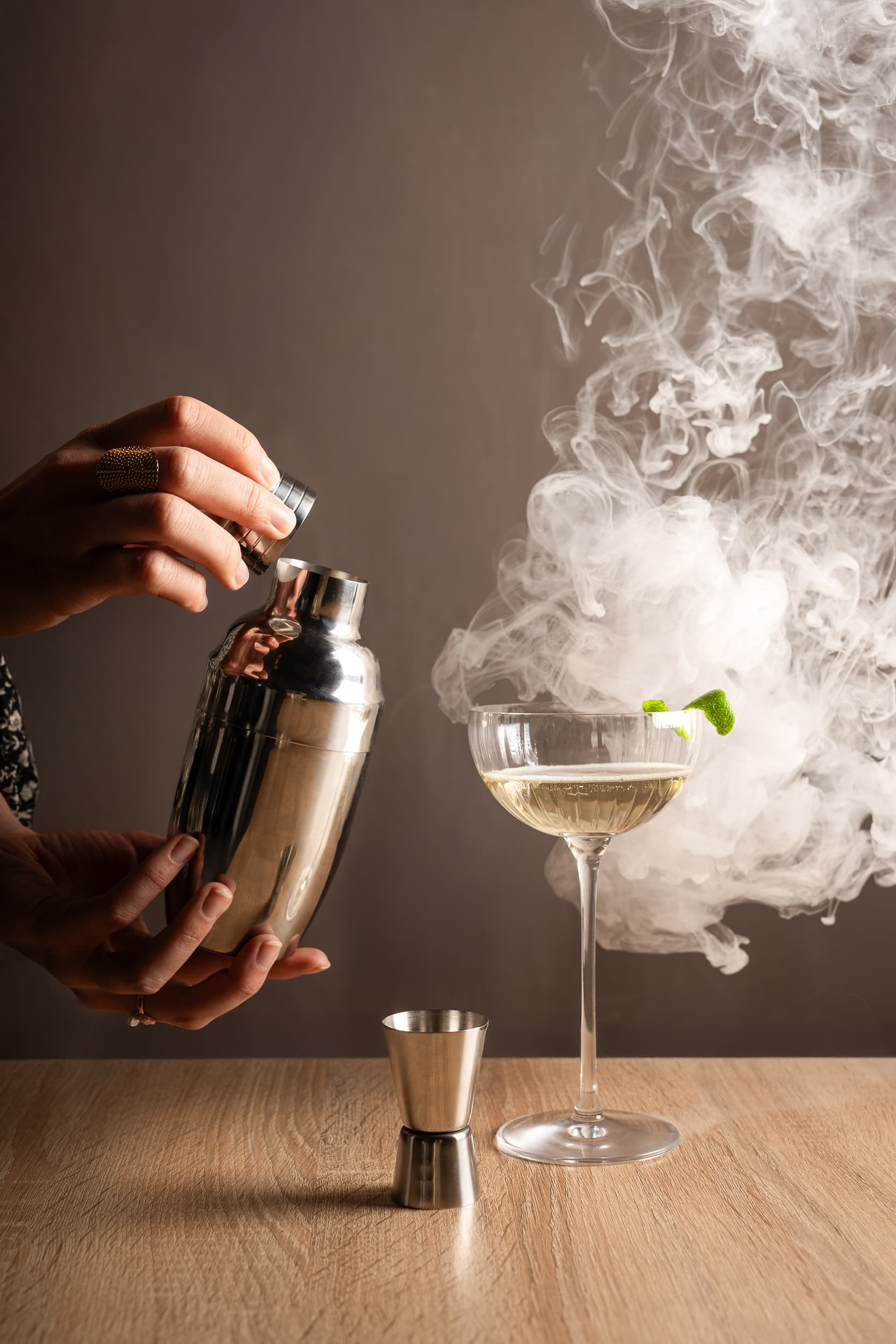 Photographie produit vin les Vignobles de Foncalieu le Versant Qapture cocktail fumée